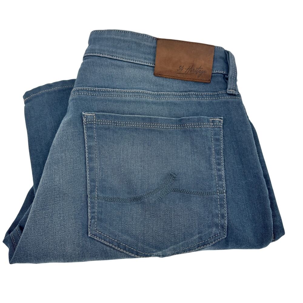 34 Heritage Jeans Mens 34 (34x28 ACTUAL) Courage Mid Rise Blue Dyed Denim HEMMED